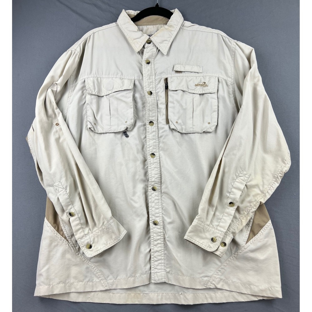 Natural Gear Fishing Shirt Mens XL Long Sleeve Vented Tan Ripstop Utility Fair